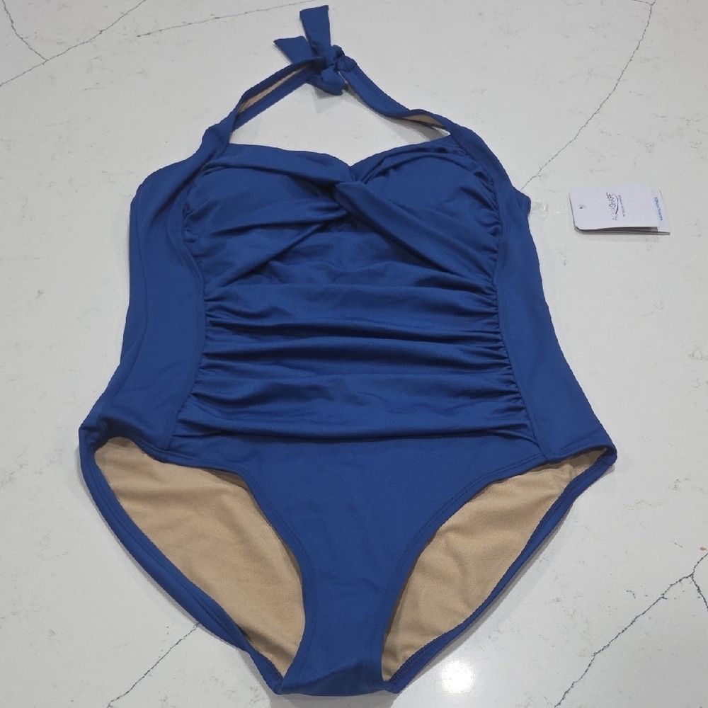 Elegant Blue Women's One Piece Swimsuit Sz14 New Witg Tag